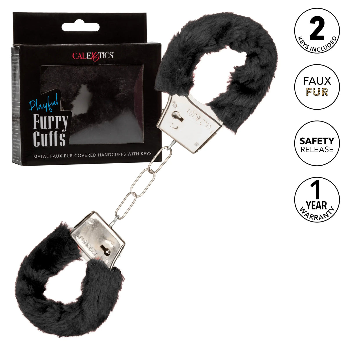 Playful Furry Cuffs - Black – body-safe materials | Fu'Cha Exotics