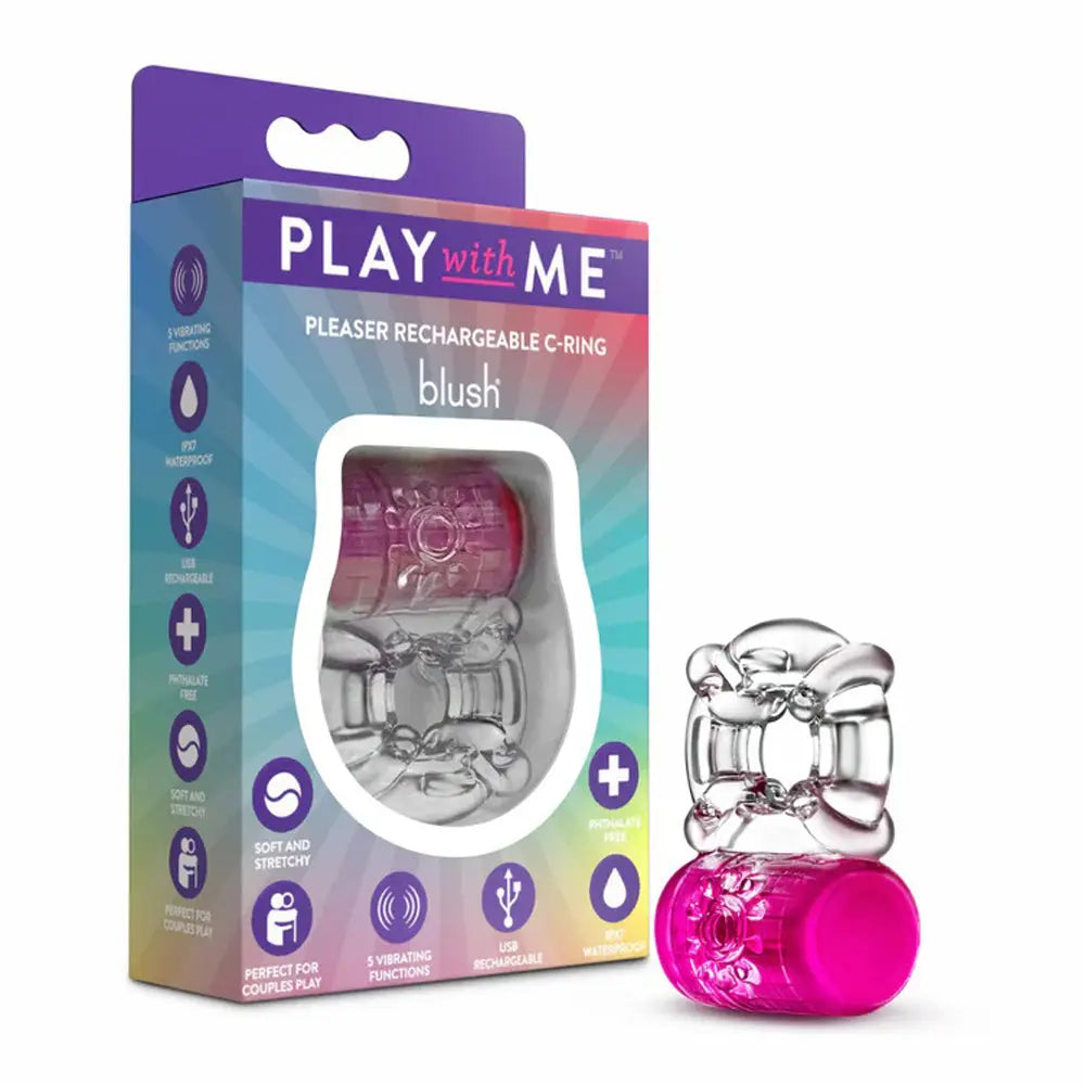 Play With Me Pleaser Rechargeable C-Ring Pink – body-safe materials 1 vibration modes | Fu'Cha Exotics
