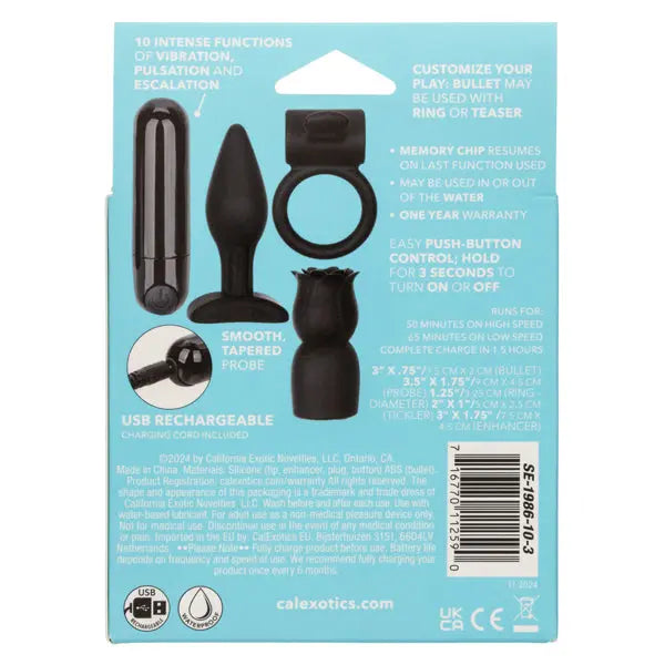 Pleasure Kits Allure Collection - Black – body-safe silicone 10 vibration modes | Fu'Cha Exotics
