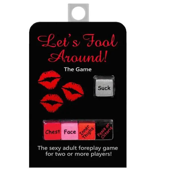 Adult foreplay game box with red lips and pink text, black package