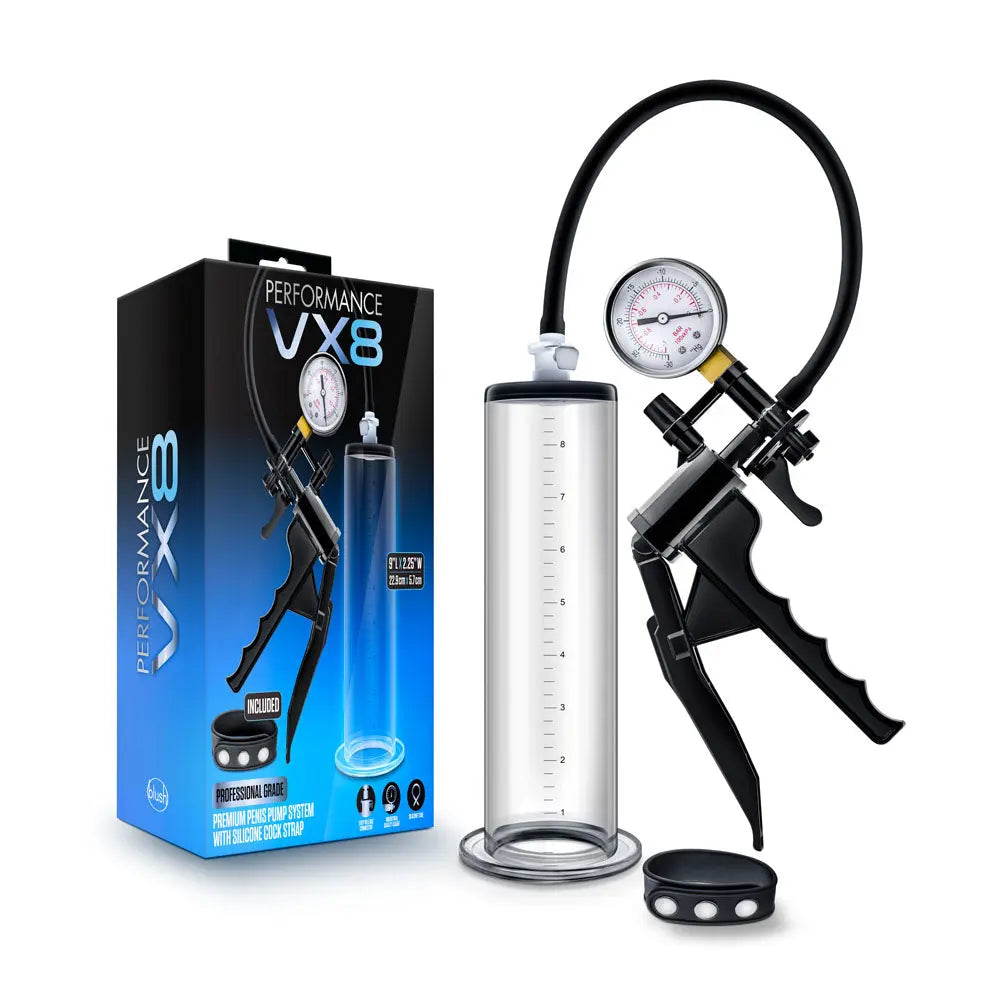 Performance - Vx8 Premium Penis Pump System With Silicone Cock Strap - Clear – body-safe silicone | Fu'Cha Exotics