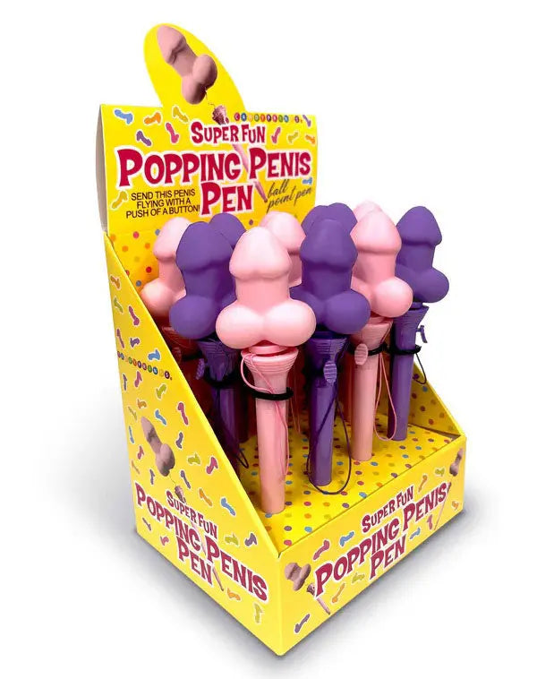 Super Fun Popping Penis Pen - Display of 12ct – body-safe materials | Fu'Cha Exotics