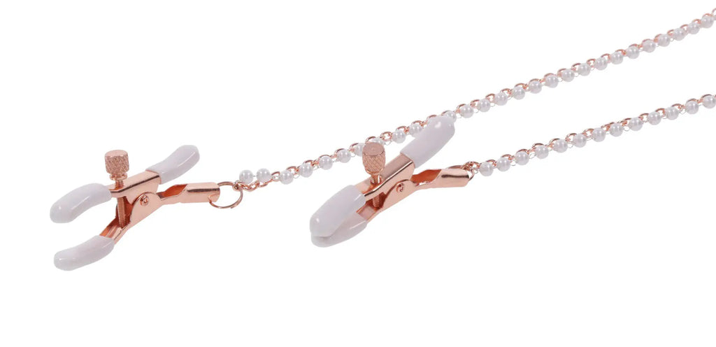 Peaches N Creame Collar With Nipple Clamps - Pink – body-safe materials | Fu'Cha Exotics