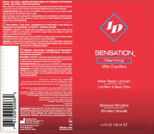 ID Sensation Warming Water Based Lubricant 4.4 Oz – body-safe materials | Fu'Cha Exotics