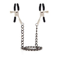 Nipple teaser clamps with black grips and silver chain