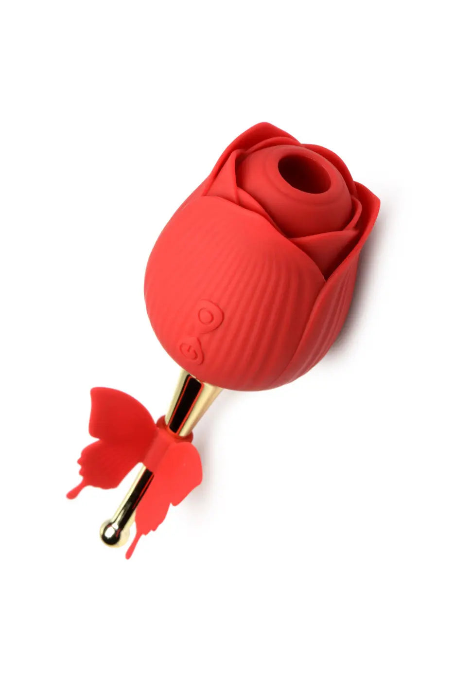 Bloomgasm Flutter Rose Sucking Rose with Butterfly Teaser - Red – body-safe materials | Fu'Cha Exotics