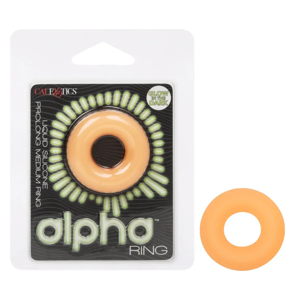 Alpha Glow-in-the-Dark Liquid Silicone Prolong Medium Ring - Orange – body-safe materials | Fu'Cha Exotics