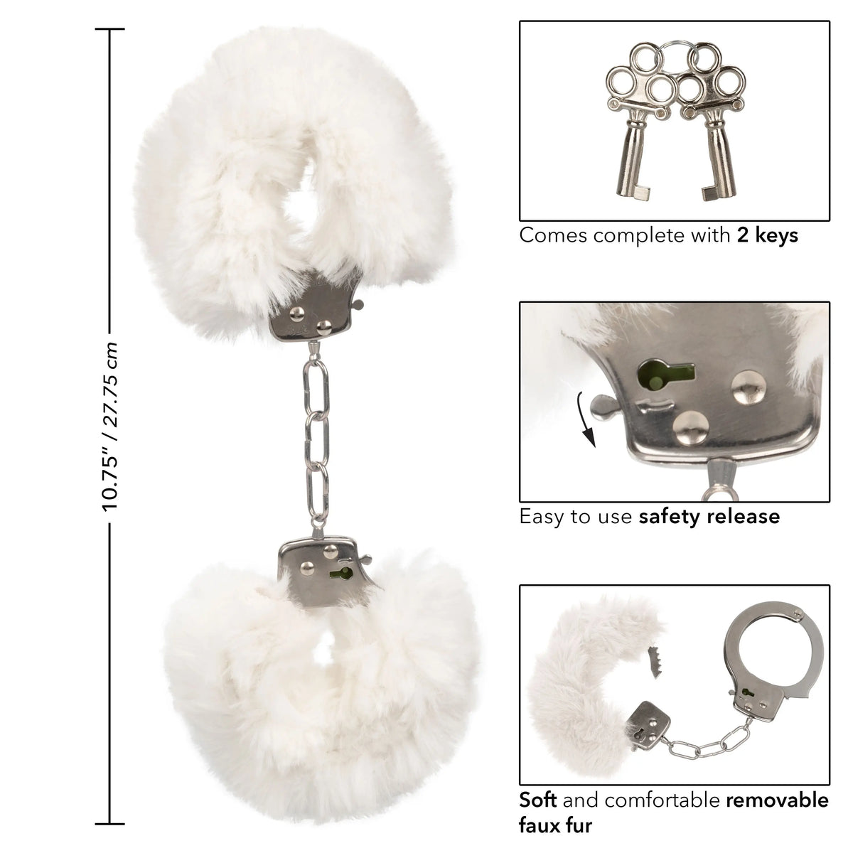Ultra Fluffy Furry Cuffs - White – body-safe materials | Fu'Cha Exotics