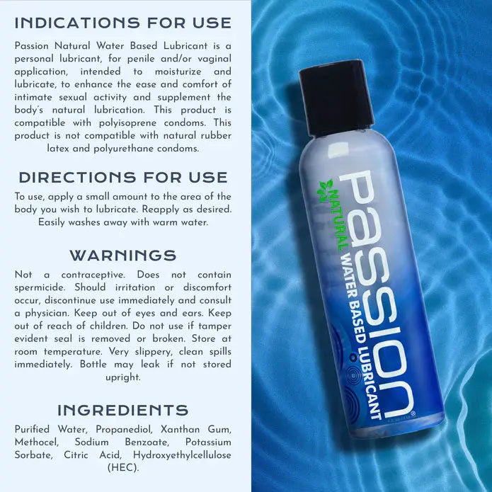 Passion Natural Water Based Lubricant 4 Oz – body-safe materials | Fu'Cha Exotics