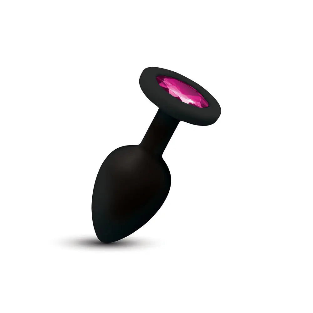 Gemma Pink Gem Black Silicone Plug - Small – body-safe materials | Fu'Cha Exotics