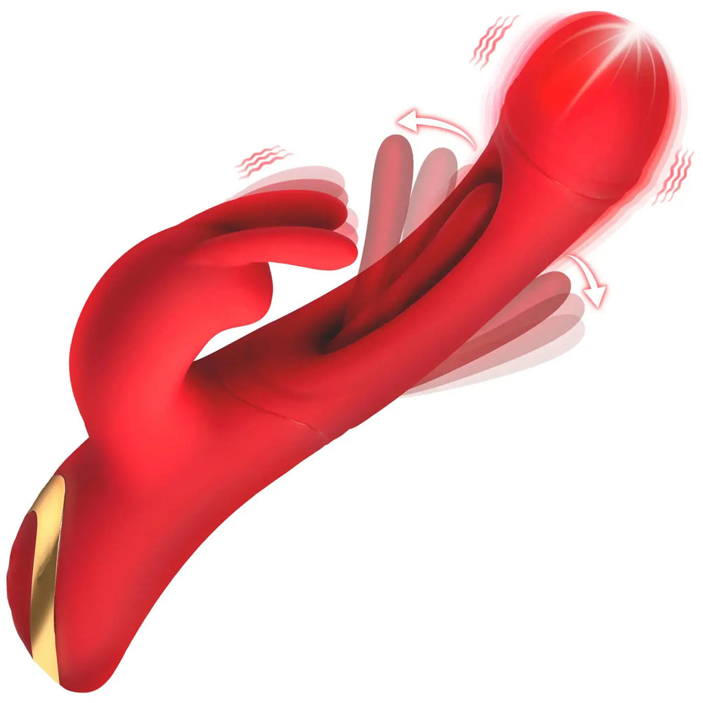 Rabbit Flick Flicking Silicone Rabbit Vibrator - Red – body-safe materials | Fu'Cha Exotics
