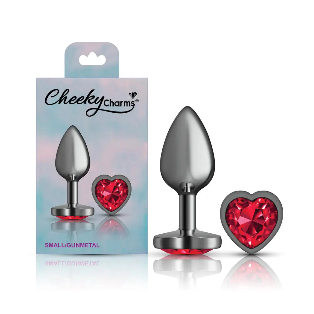 Deep Red Heart Gem Gunmetal Metal Plug - Sm – body-safe materials | Fu'Cha Exotics