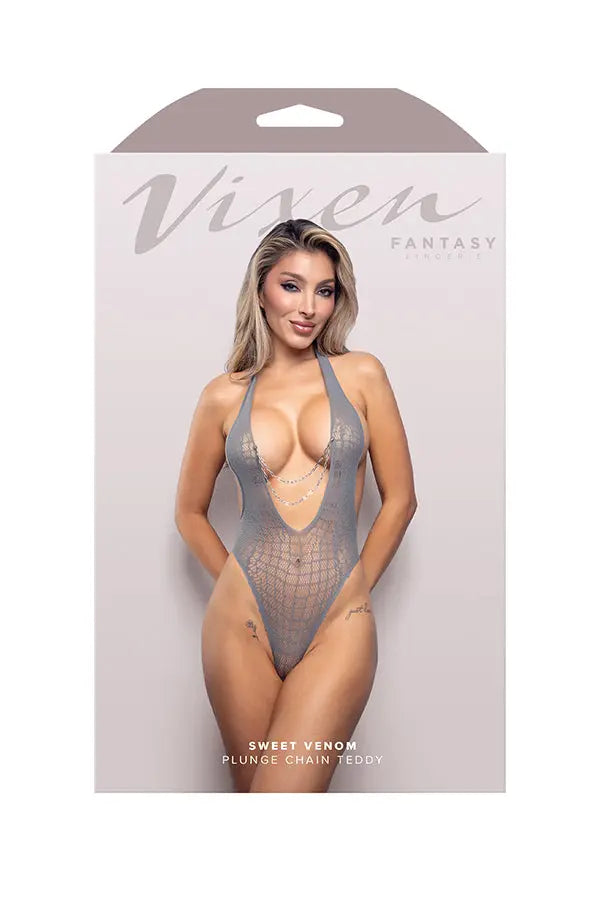 Sweet Venom Plunge Chain Teddy - Os - Gray – body-safe materials | Fu'Cha Exotics
