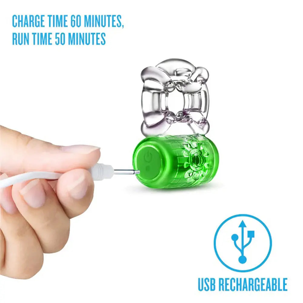 Play With Me Pleaser Rechargeable C-Ring Neon-Green – body-safe materials | Fu'Cha Exotics