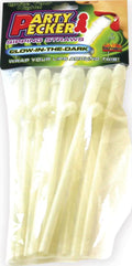 Glow-in-the-dark sipping straws, pale yellow plastic, in sealed 10-pack bag