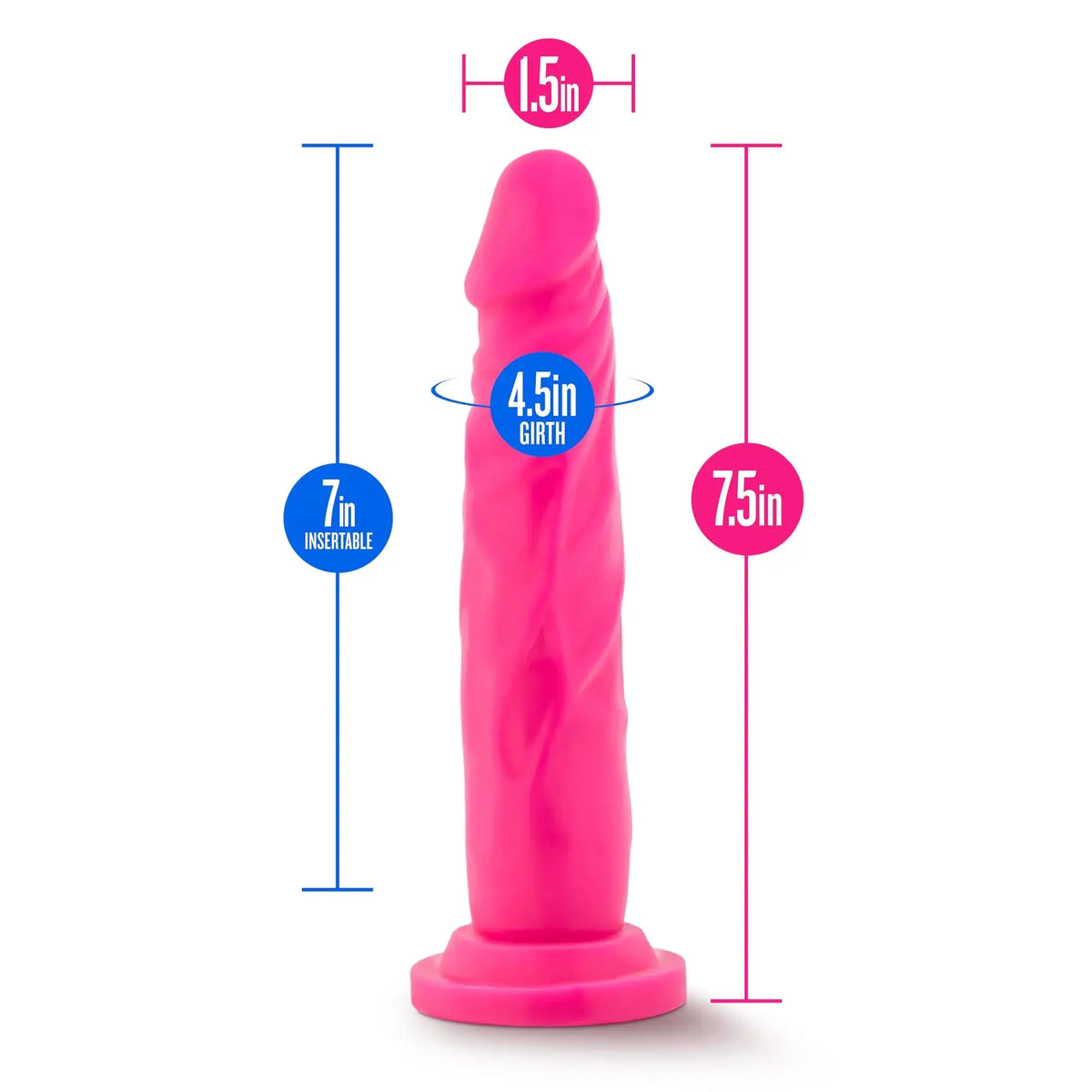 Neo - 7.5 Inch Dual Density Cock - Neon Pink – body-safe materials | Fu'Cha Exotics