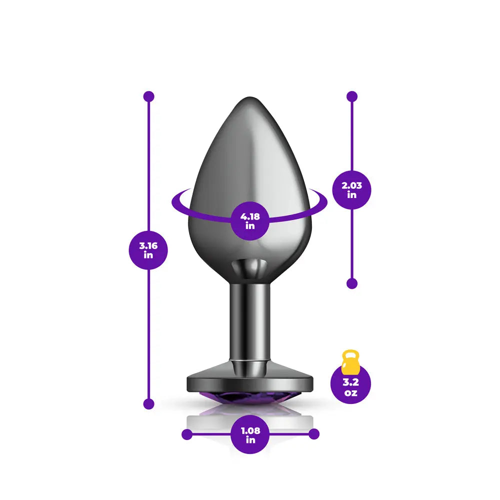 Purple Round Gem Gunmetal Metal Plug - Md – body-safe materials | Fu'Cha Exotics