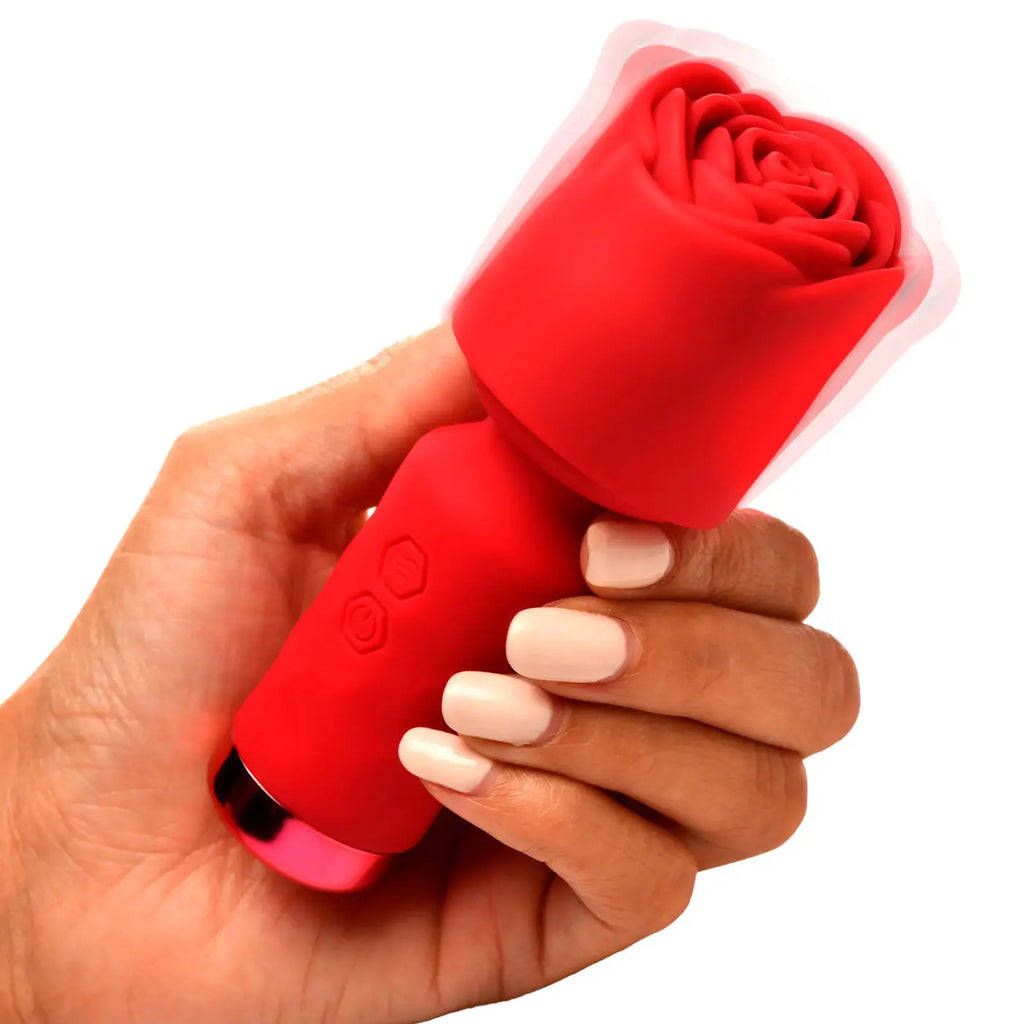 Pleasure Rose-Petite Mini Silicone Rose Wand - Red – body-safe materials | Fu'Cha Exotics