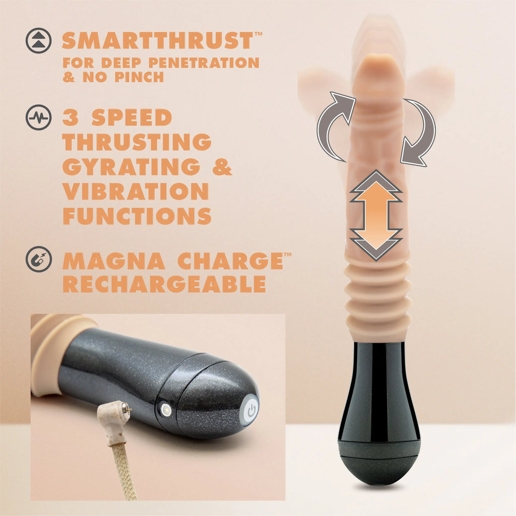 Dr. Skin Silicone - Dr. Knight - Thrusting Gyrating Vibrating Dildo - Beige – body-safe materials | Fu'Cha Exotics
