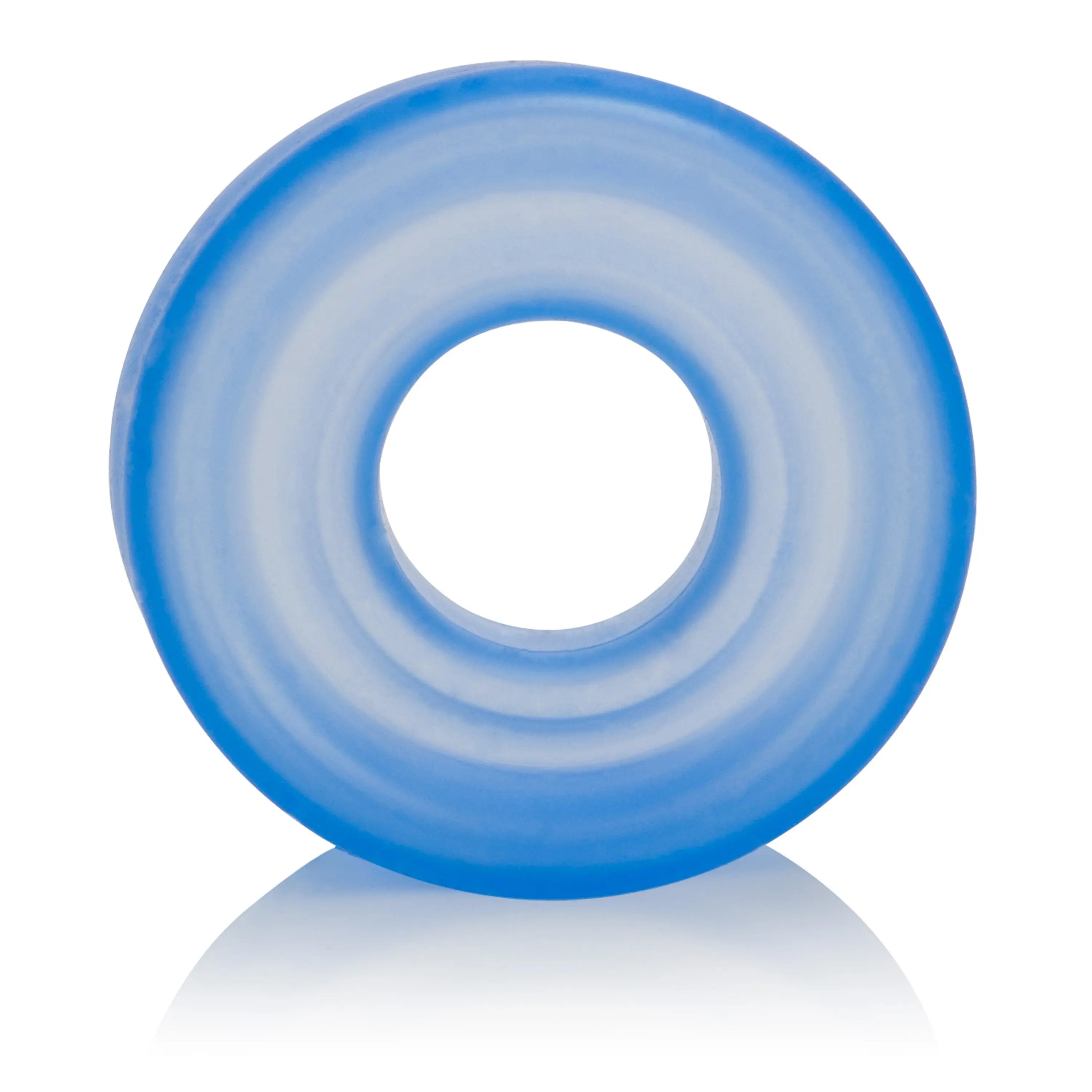 Blue silicone pump sleeve ring with a central hole