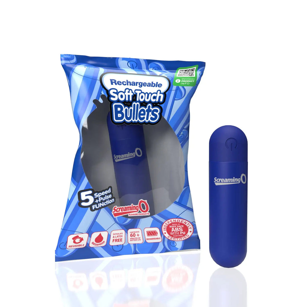 Screaming O Soft Touch Rechargeable Bullet - Blue – ABS plastic 5 vibration modes | Fu'Cha Exotics