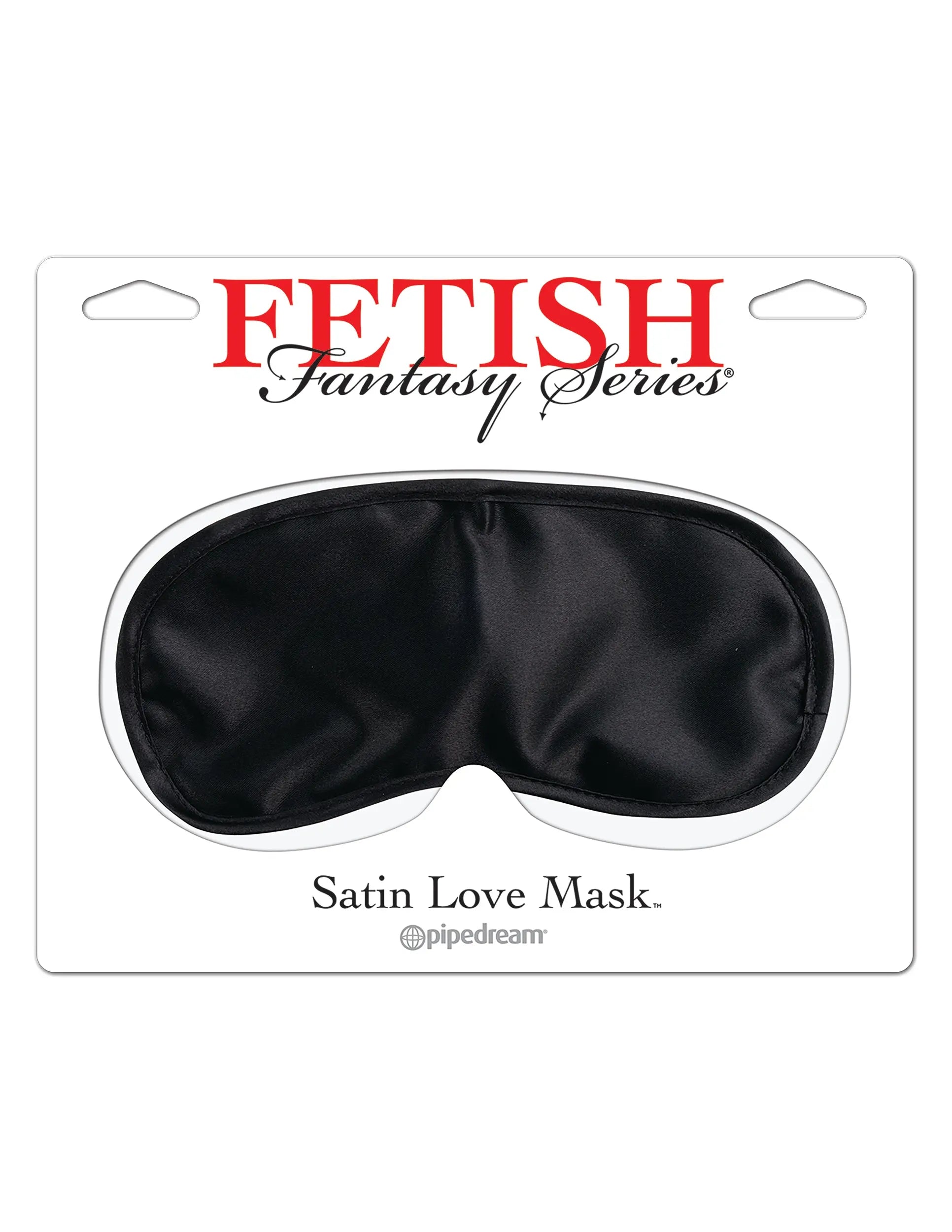 Black satin love eye mask with two shaped eye openings