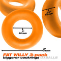 Fat Willy 3-Pack Jumbo Cockring - Orange