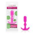 Pink silicone booty teaser butt plug with flexible stem and full handle