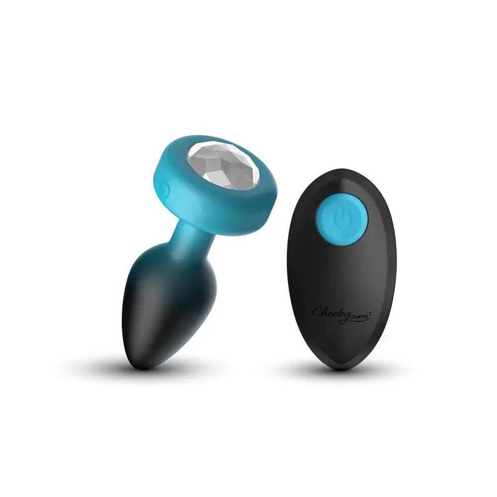 Eluxe Vibrating Clr Gem Bluombre Plug Sm With Remote – body-safe materials | Fu'Cha Exotics