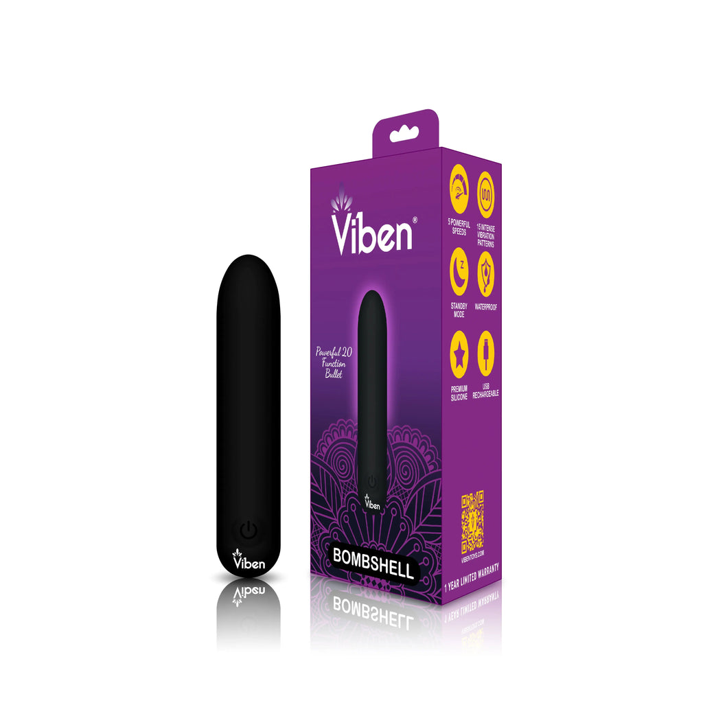 Bombshell Flexible Bullet - Black – body-safe silicone 20 vibration modes | Fu'Cha Exotics