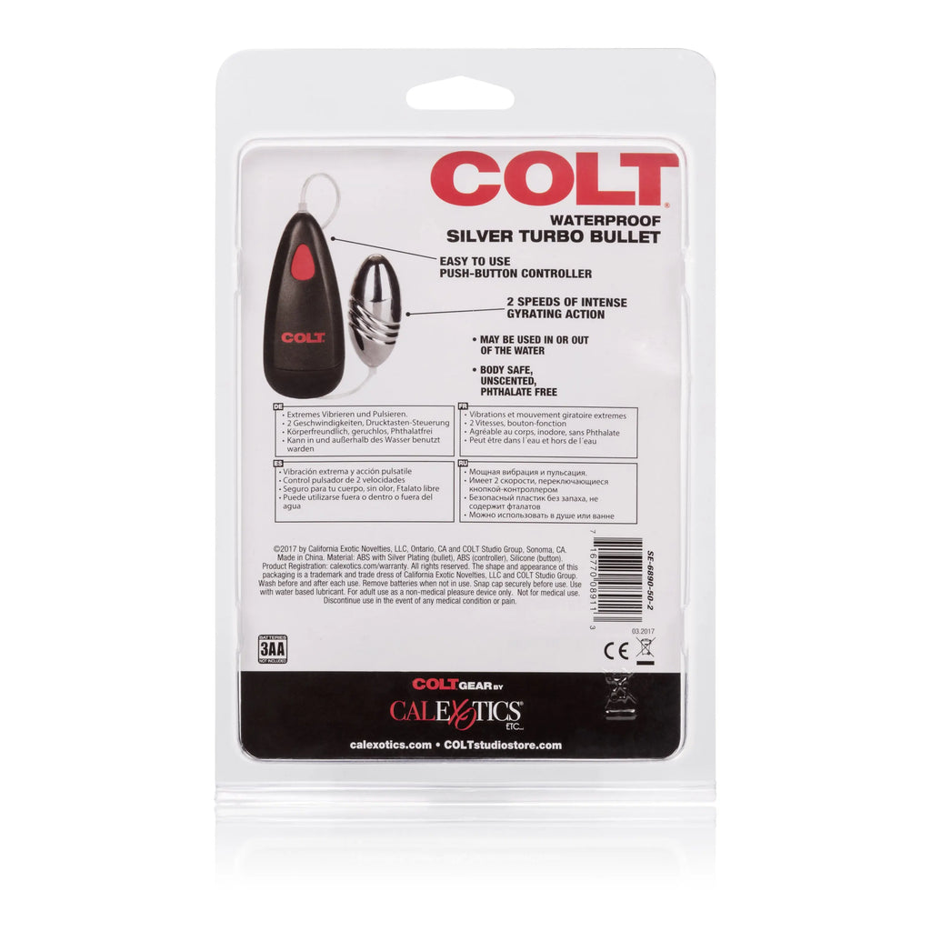 Colt Waterproof Silver Turbo Bullet – body-safe materials fully waterproof | Fu'Cha Exotics