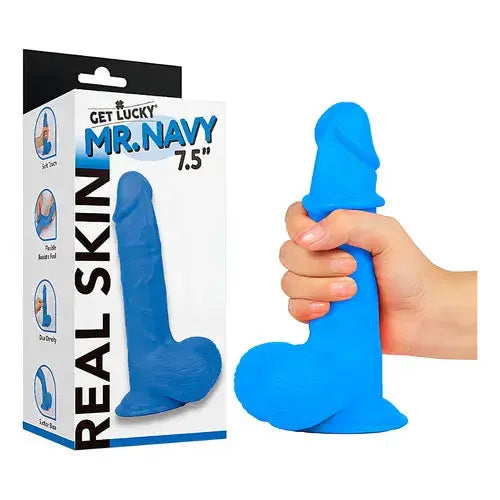 Real Skin Mr. Navy 7.5" Dual Layer Dildo – body-safe materials | Fu'Cha Exotics