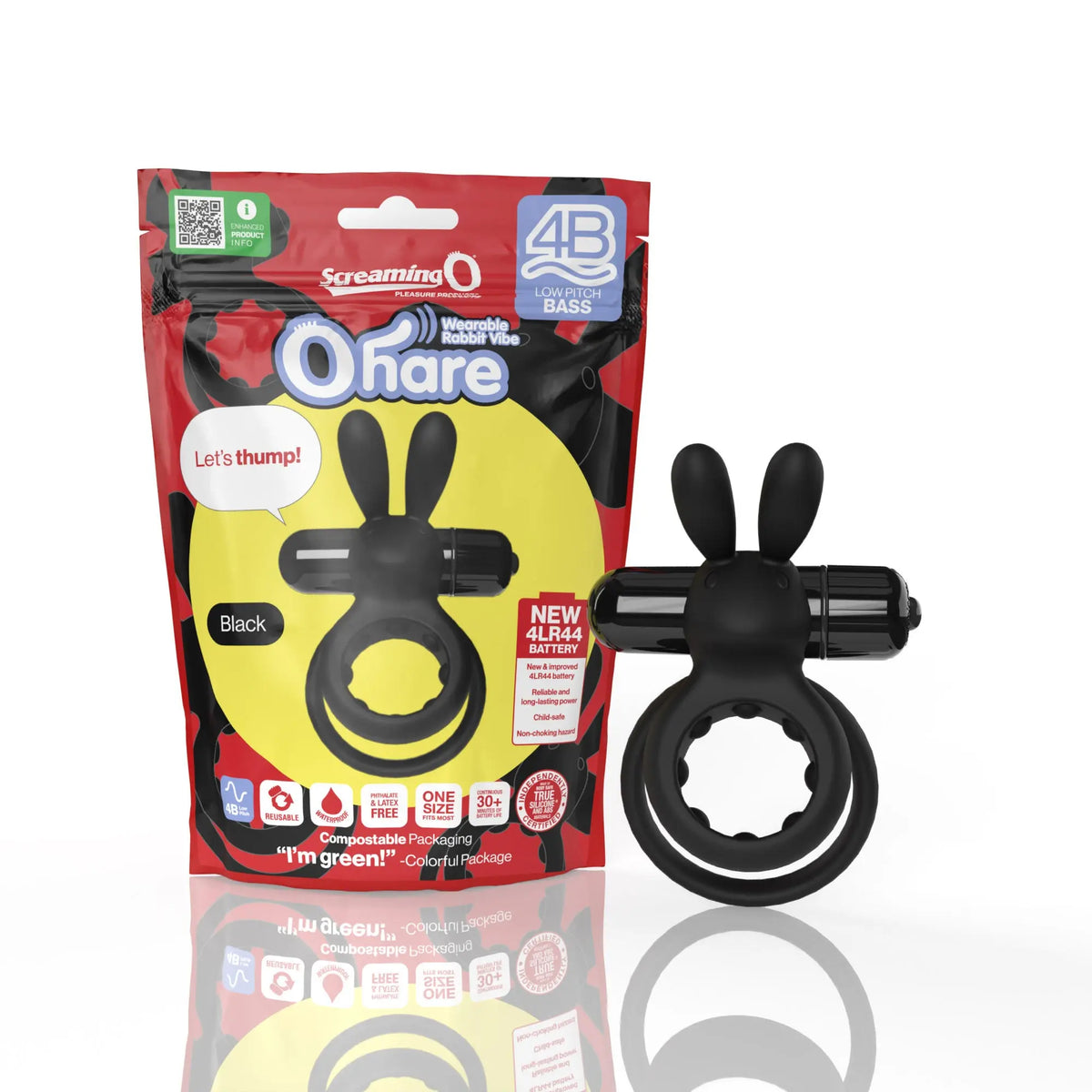 Screaming O 4b - Ohare Wearable Rabbit Vibe - Black – body-safe materials | Fu'Cha Exotics