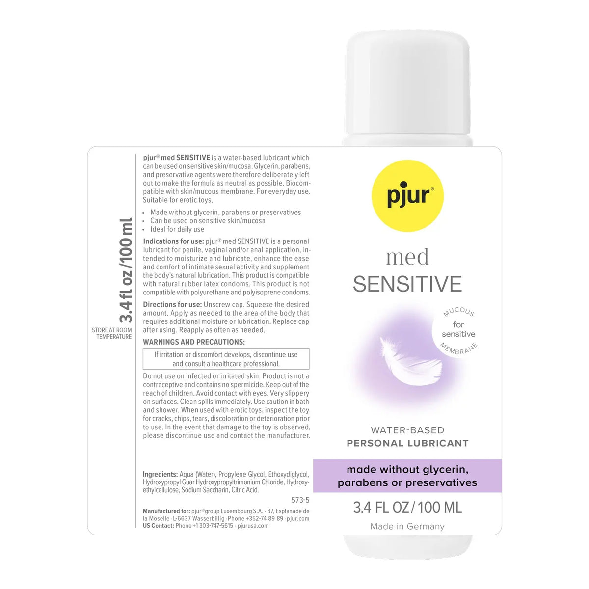 Pjur Med - Sensitive Glide - 3.4 Fl. Oz. 100ml – body-safe materials | Fu'Cha Exotics