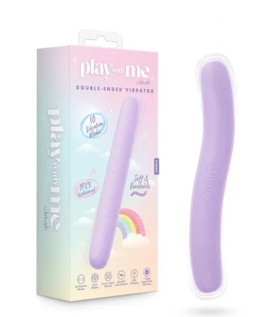 Play With Me Silicone Double Ended Vibrator - Purple – body-safe materials | Fu'Cha Exotics