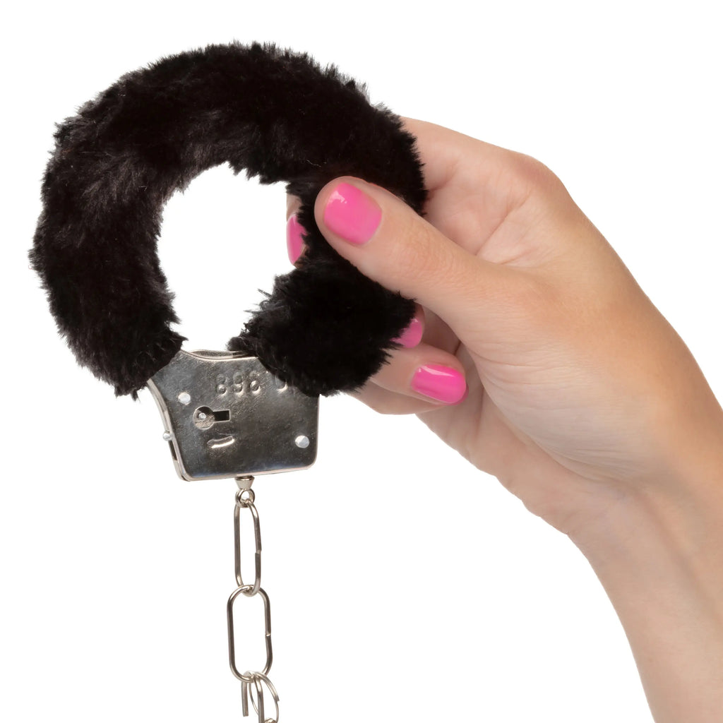 Playful Furry Cuffs - Black – body-safe materials | Fu'Cha Exotics