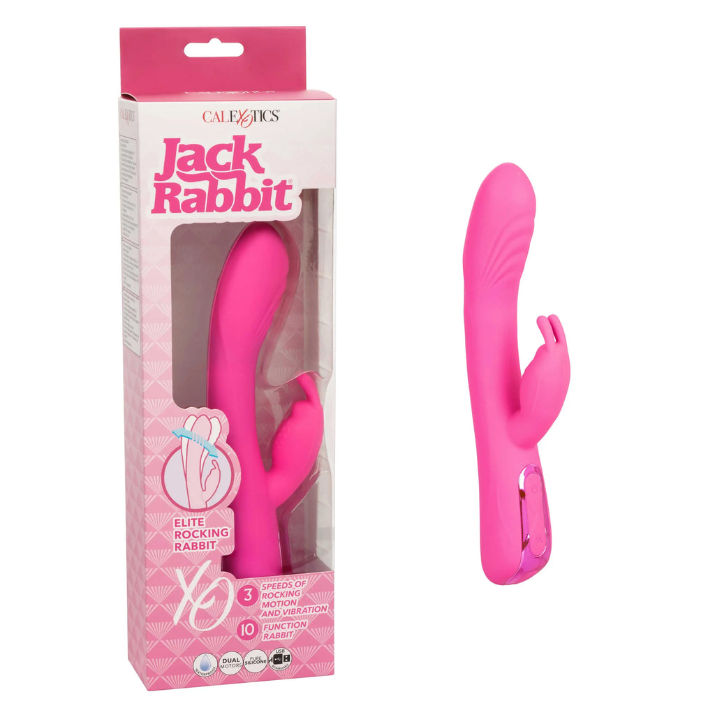 Jack Rabbit Elite Rocking Rabbit - Pink – body-safe silicone 10 vibration modes | Fu'Cha Exotics