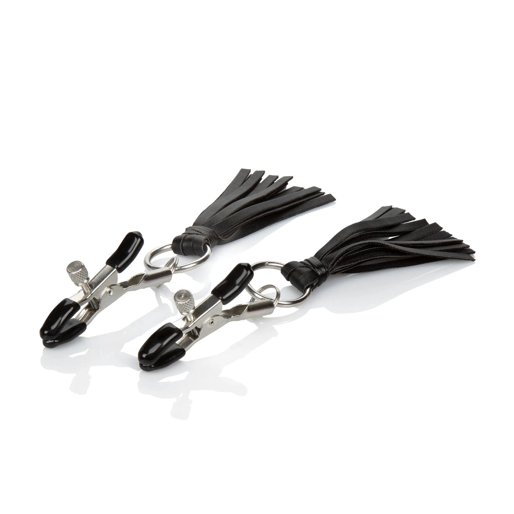 Nipple Play Playful Tassels Nipple Clamps - Black – body-safe materials adjustable intensity | Fu'Cha Exotics
