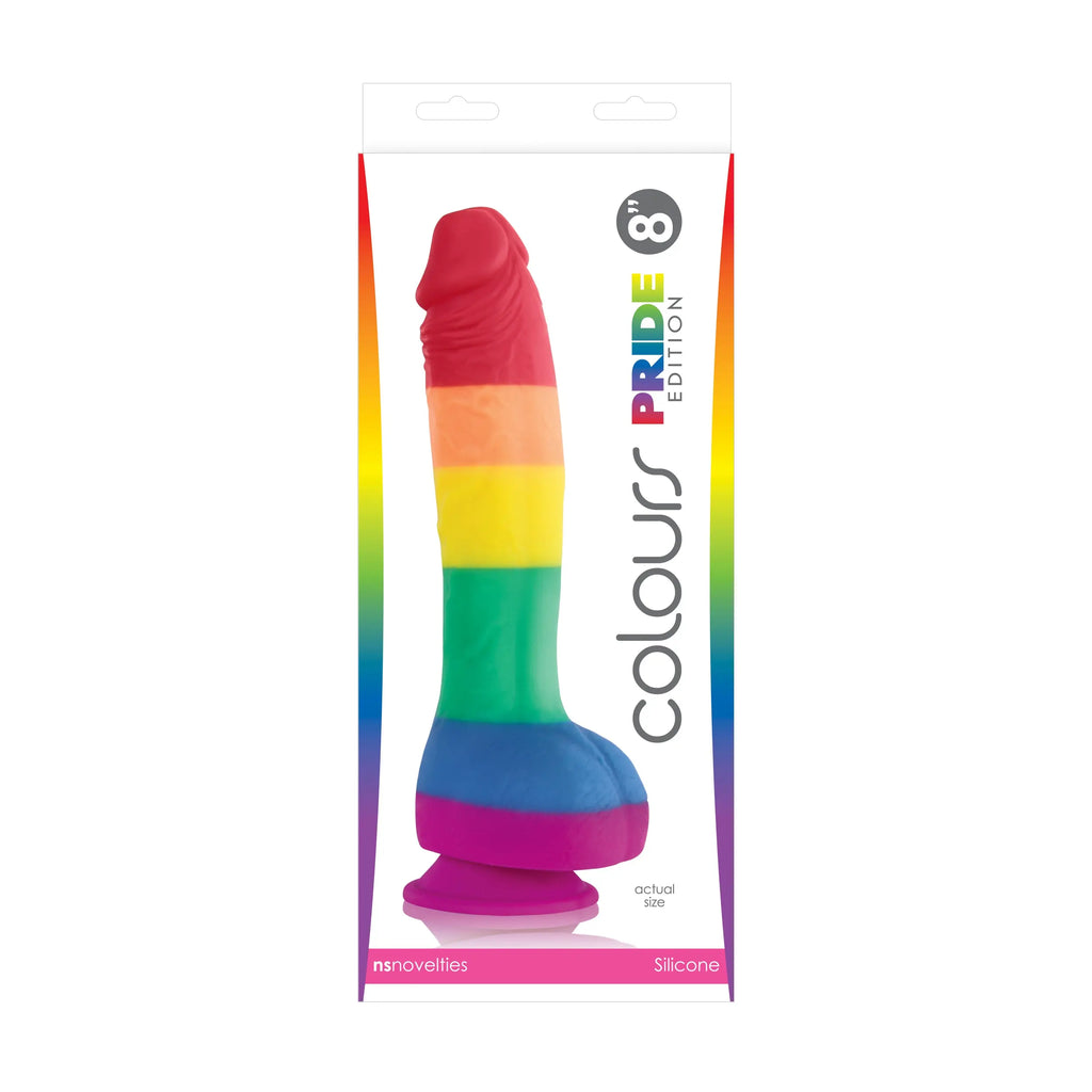 Colours Pride Edition - 8 Inch Dong - Rainbow – body-safe materials | Fu'Cha Exotics