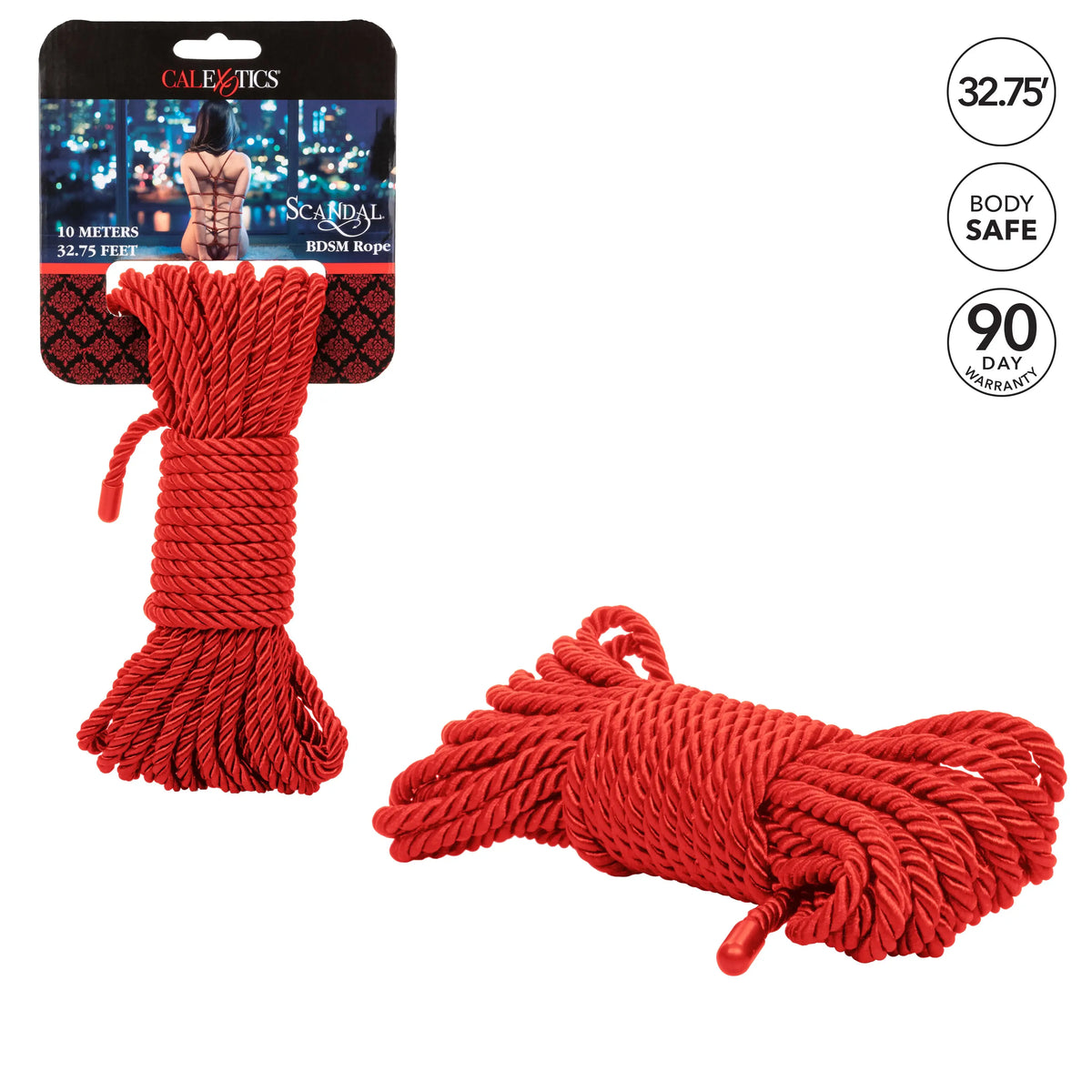Scandal BDSM Rope 32.75ft/ 10m - Red – body-safe materials | Fu'Cha Exotics