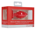 Regular Ribbed Diamond Heart Plug - Red