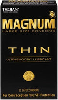 Trojan Magnum Thin latex condoms, 12-pack box with Ultrasmooth lubricant