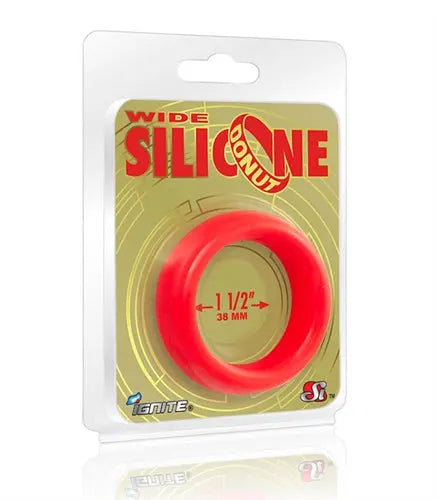 Wide red silicone donut ring, 1.5-inch diameter, 38 mm inner size