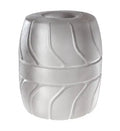 Clear 2-inch ball stretcher, translucent molded silicone with ribbed texture