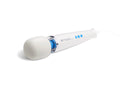 White rechargeable magic wand with rounded end and blue LED indicators