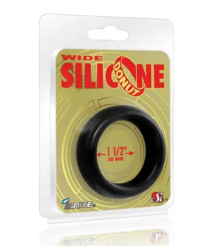 Wide silicone donut ring, black, 1.5-inch diameter