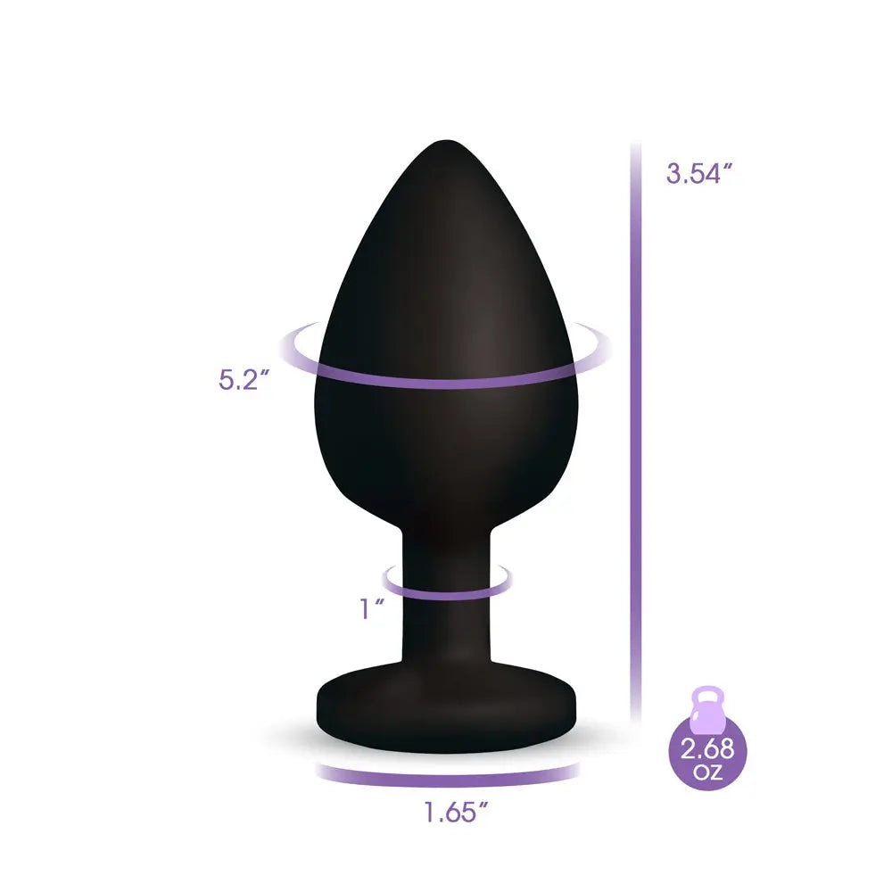 Gemma Pink Gem Black Silicone Plug - Large – body-safe materials | Fu'Cha Exotics