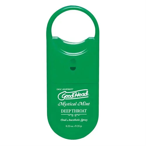 Good Head Mystical Mint deep throat spray bottle, green flip-top container