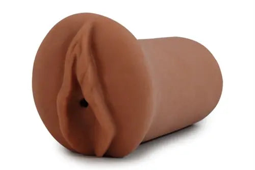 Mamacita Stroker Latin sex toy, brown open-ended sleeve with ridged texture