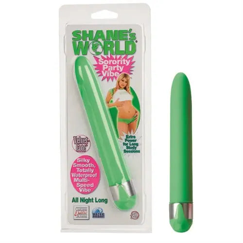 Shane's World green vibe wand toy in blister pack, all night long design
